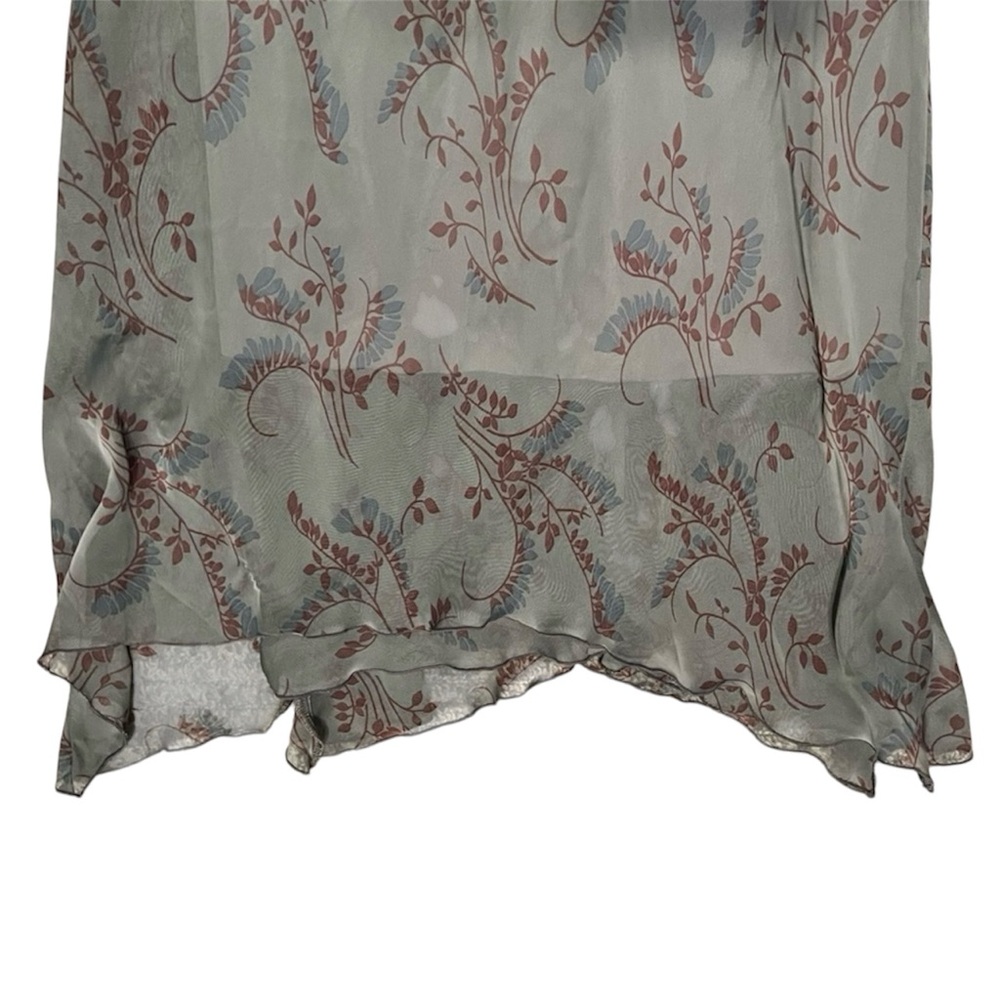 Vintage Jonathan Martin Gray Floral Shoulder Tie Maxi Dress Size 8 - Picture 5 of 7